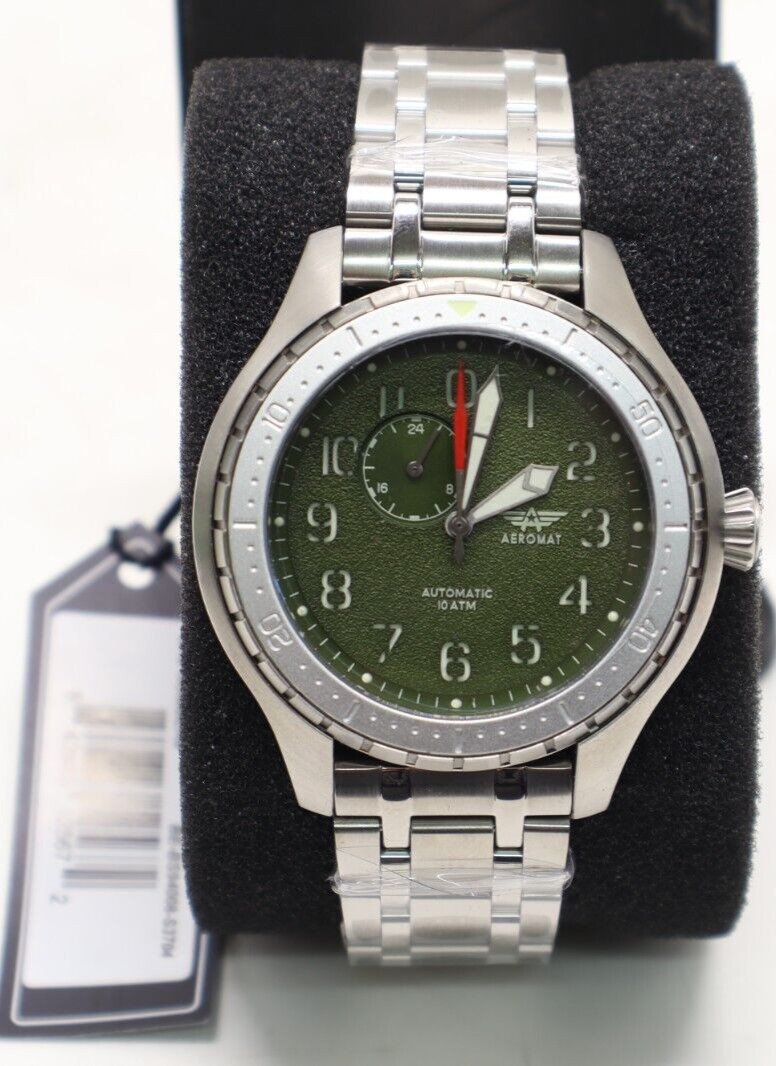 Aeromatic Pilot Beluga Jet Black Automatic Stainless Steel Mens Watch New In Box