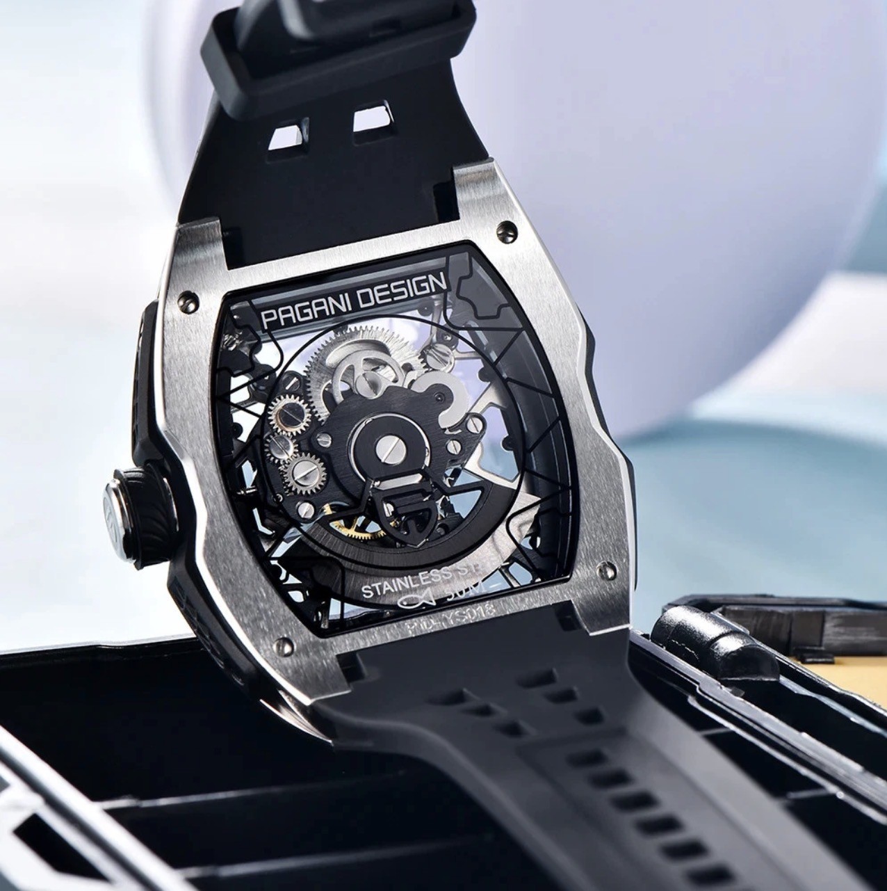 PAGANI DESIGN 42MM PD-YS018 Skeleton Dial Mechanical Watch 50M Waterproof
