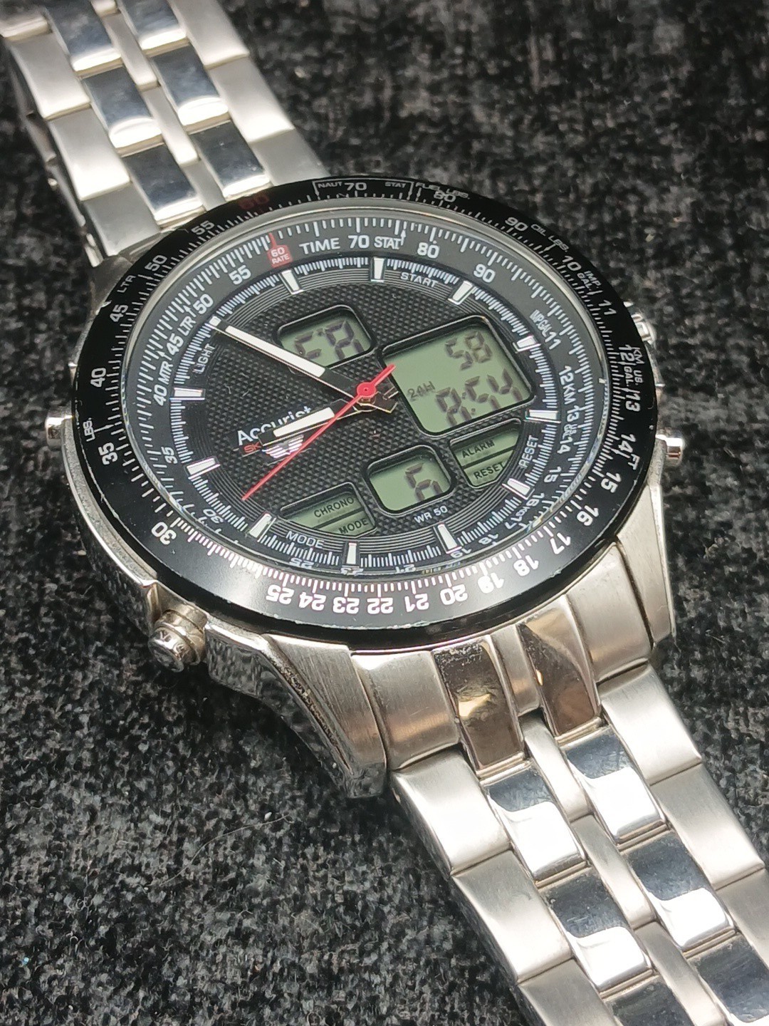 Accurist Skymaster MB929B Chronograph Alarm Quartz Watch Working U1S5