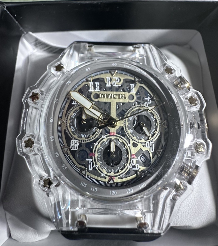 Sold Out-Invicta Racing Vaulthan Men’s Black Transparent 44mm Quartz Watch 69690