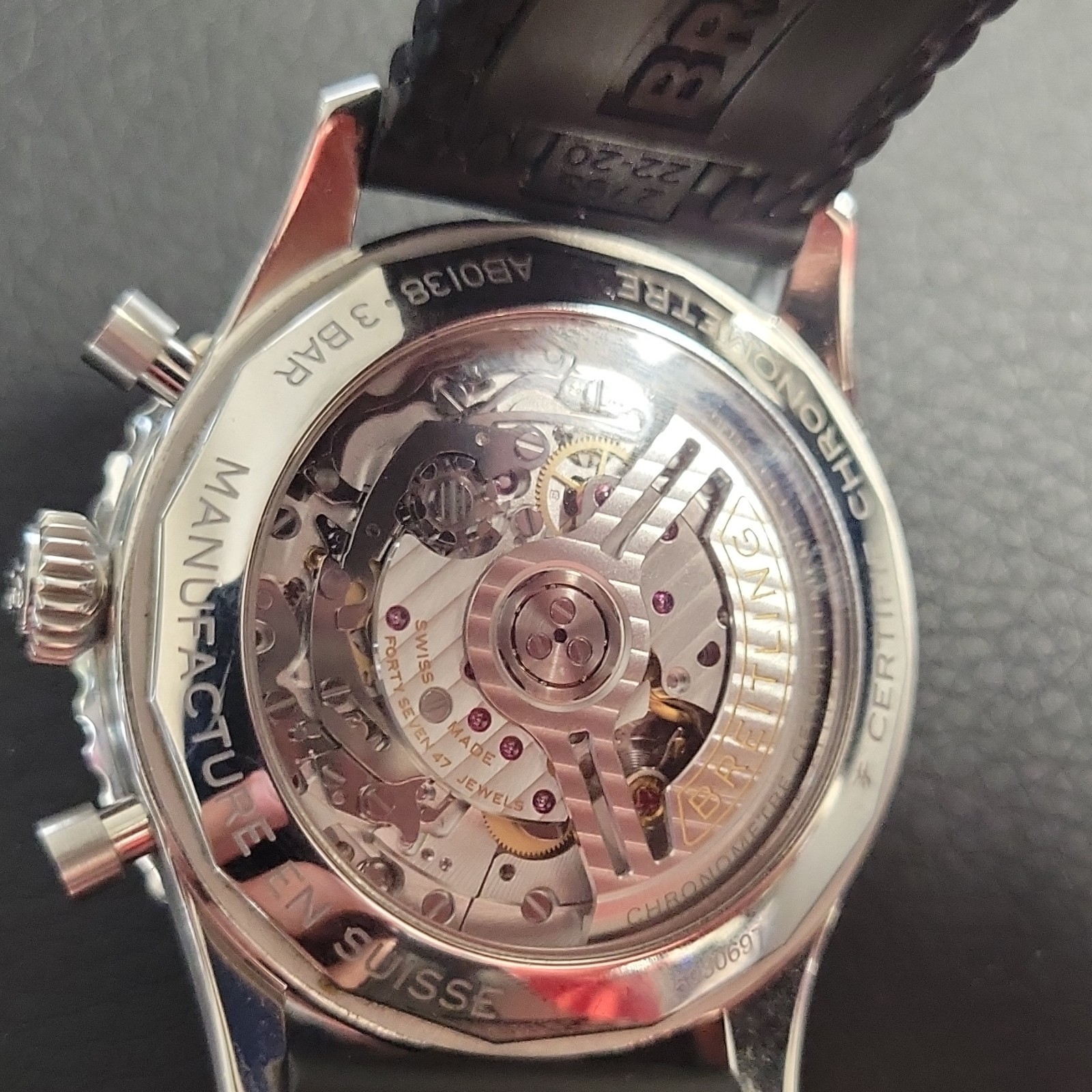 Breitling Navitimer B01 Chronograph 43mm Blue Dial Rubber Strap Box Papers