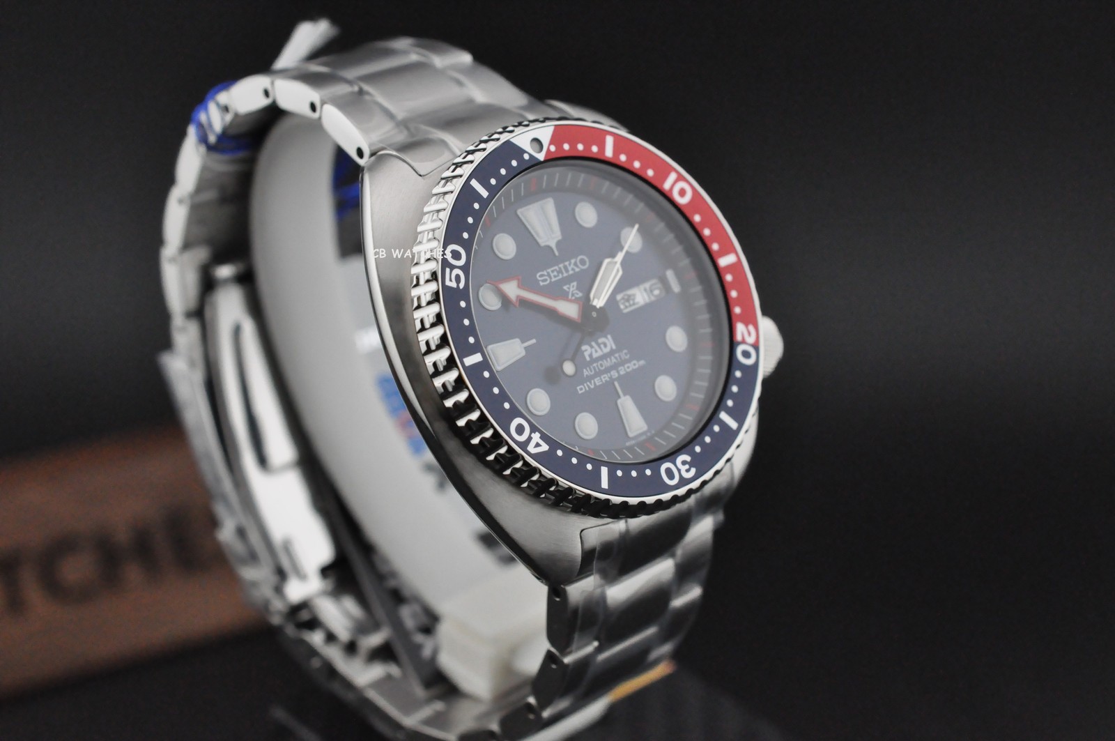 Seiko Padi Prospex Turtle Pepsi 45 mm Automatic Stainless Steel Watch SRPE99