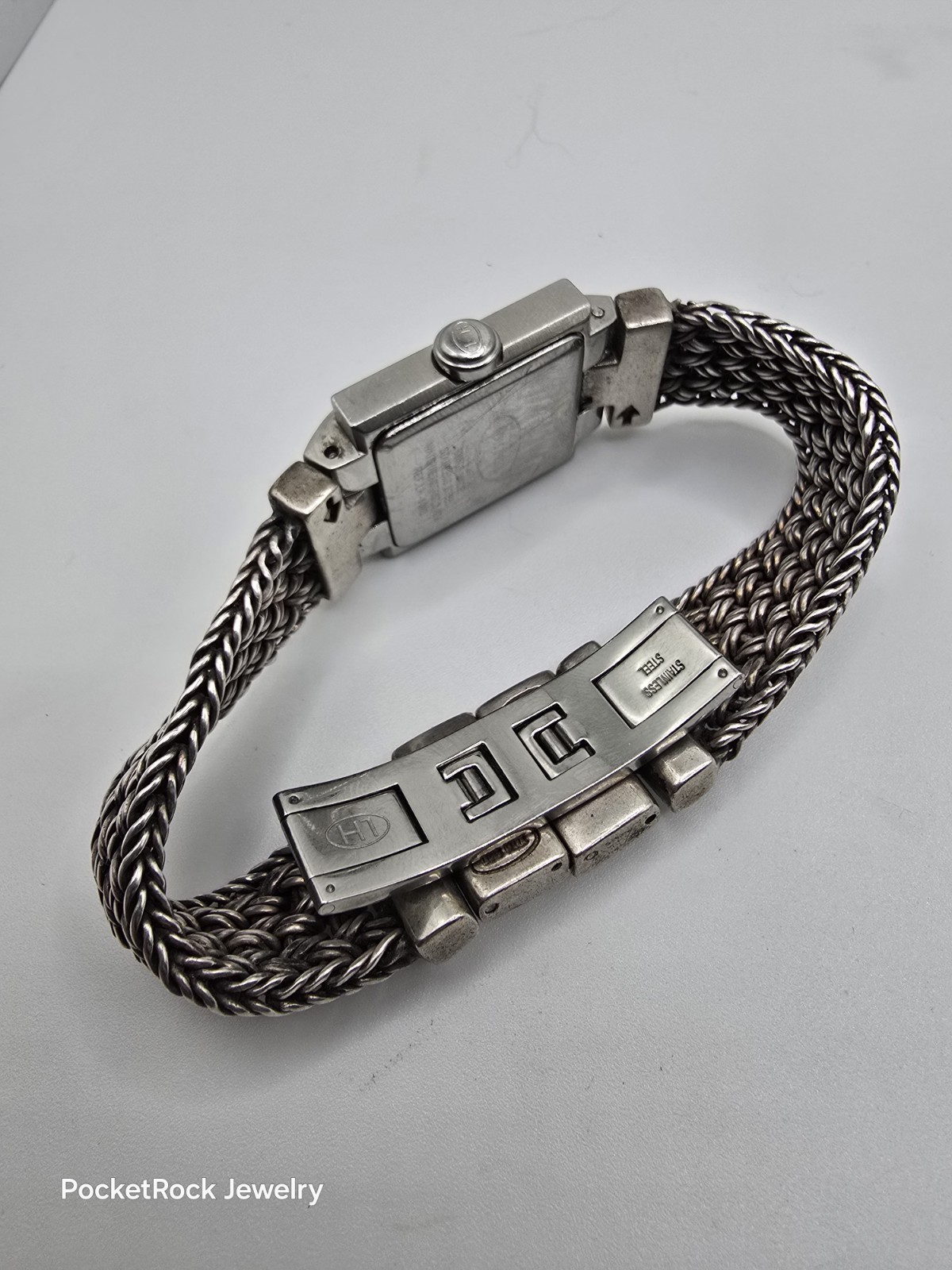 Lois Hill Women’s Swiss Made Quartz Rectangle Silver Dial 925 SILVER Bracelet