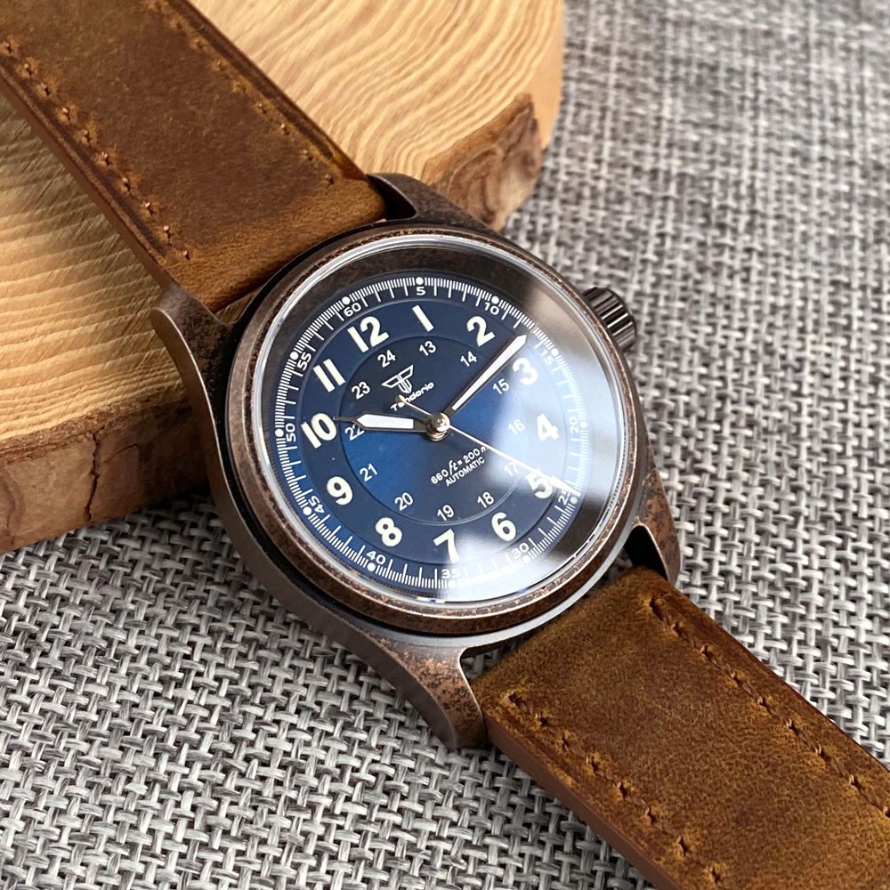 PVD Steel Case TANDORIO 36mm Military Field Watch Men Japan NH35 Automatic Watch