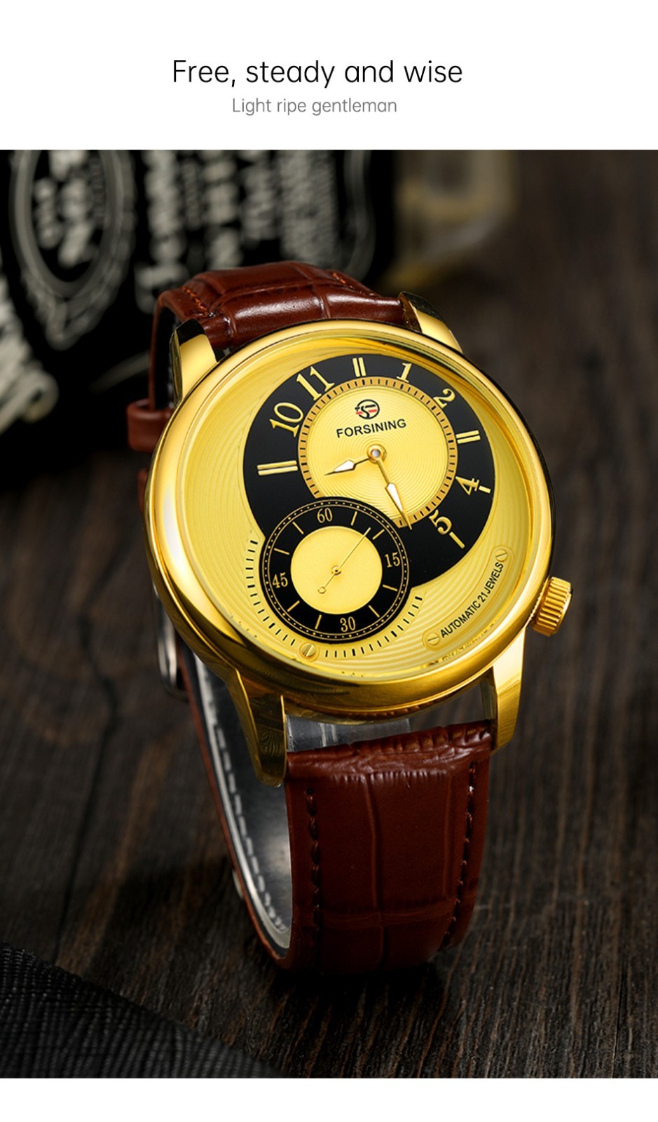 Forsining Mechanical Automatic Luxury Men’s Watch 3ATM Leather Strap