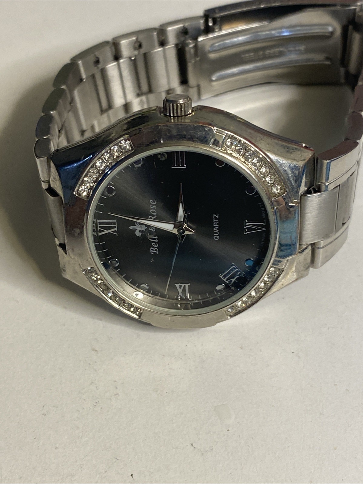 Bell & Rose Watch Men Silver Tone Round Face 38MM New Battery