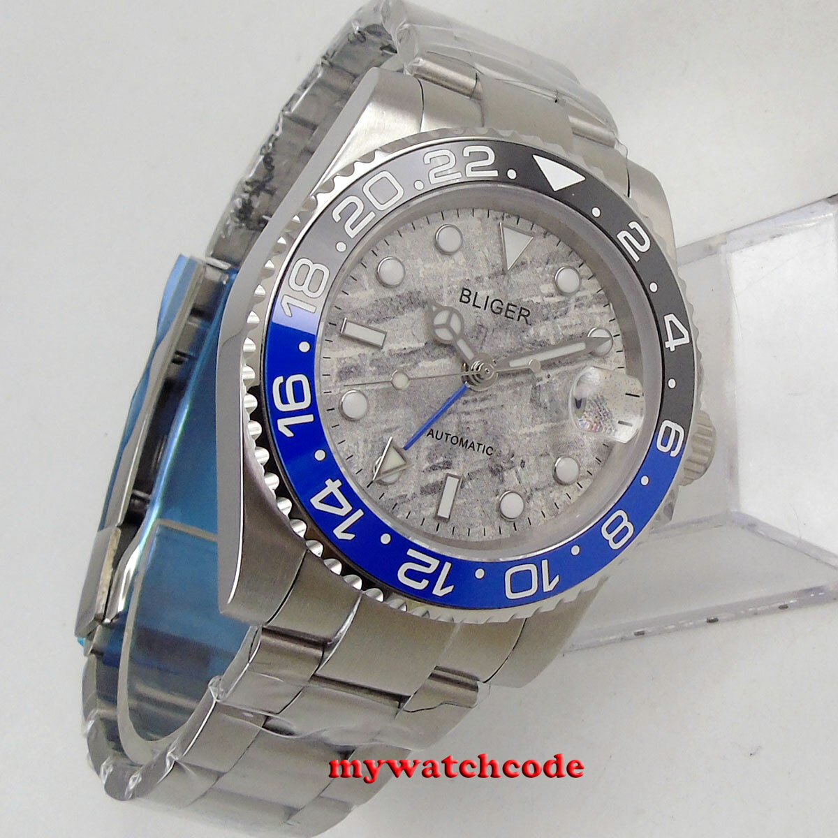 40mm bliger sterile gay dial date window Sapphire Glass GMT Automatic mens Watch