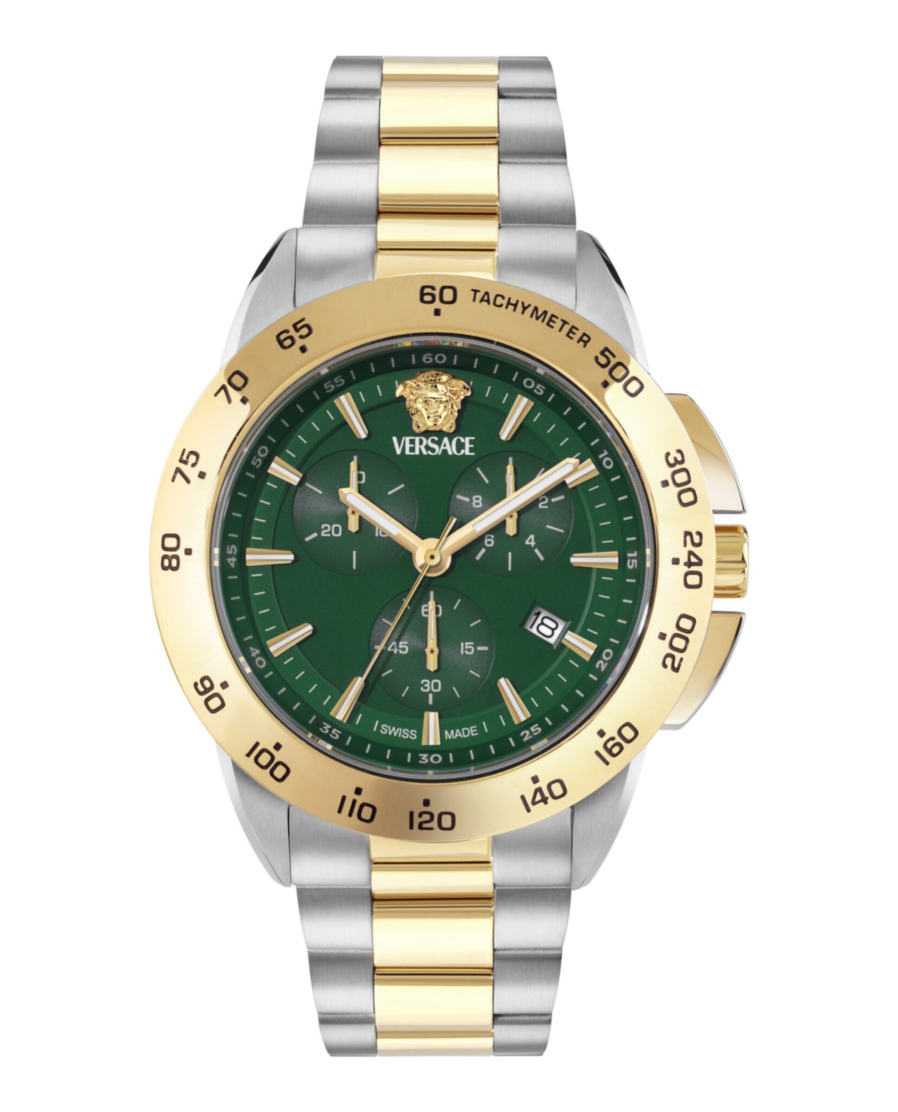 Versace Mens Two Tone 44mm Bracelet Fashion Watch