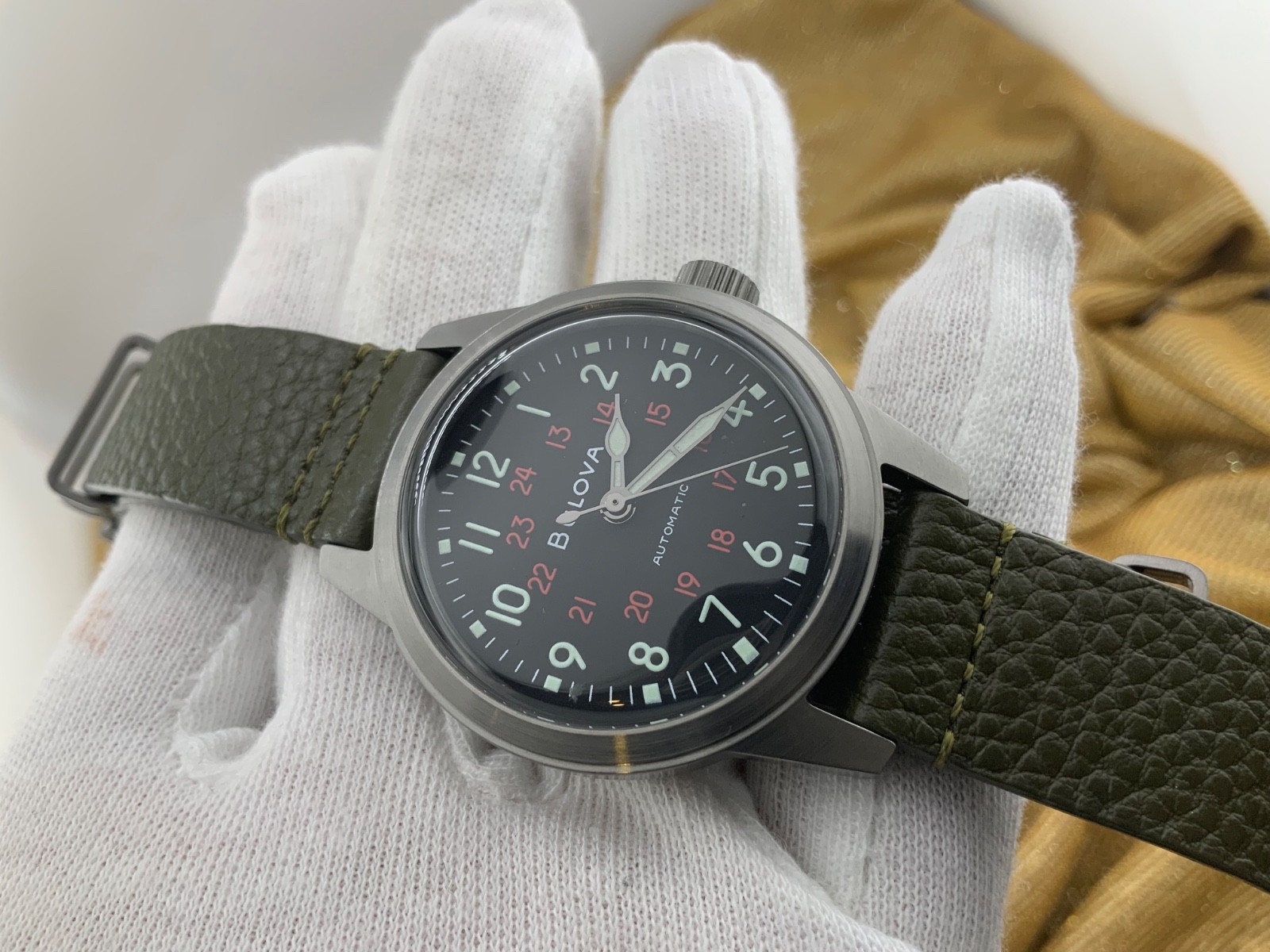 Bulova Military Heritage’Hack Watch’ Auto (38mm) Black Dial/Green strap RPP £299
