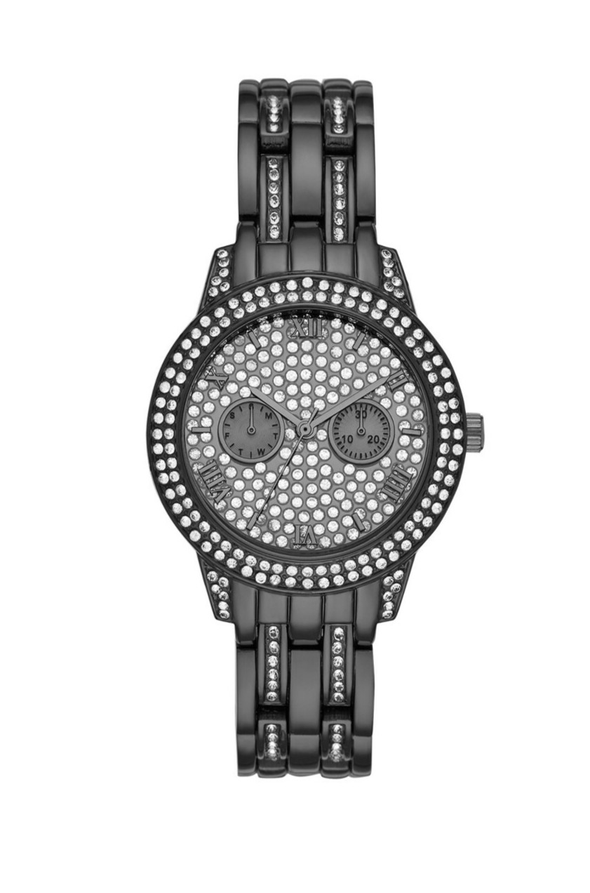 Time & Tru Ladies’ Analog Bracelet Watch Shiny Gunmetal Quartz Analog
