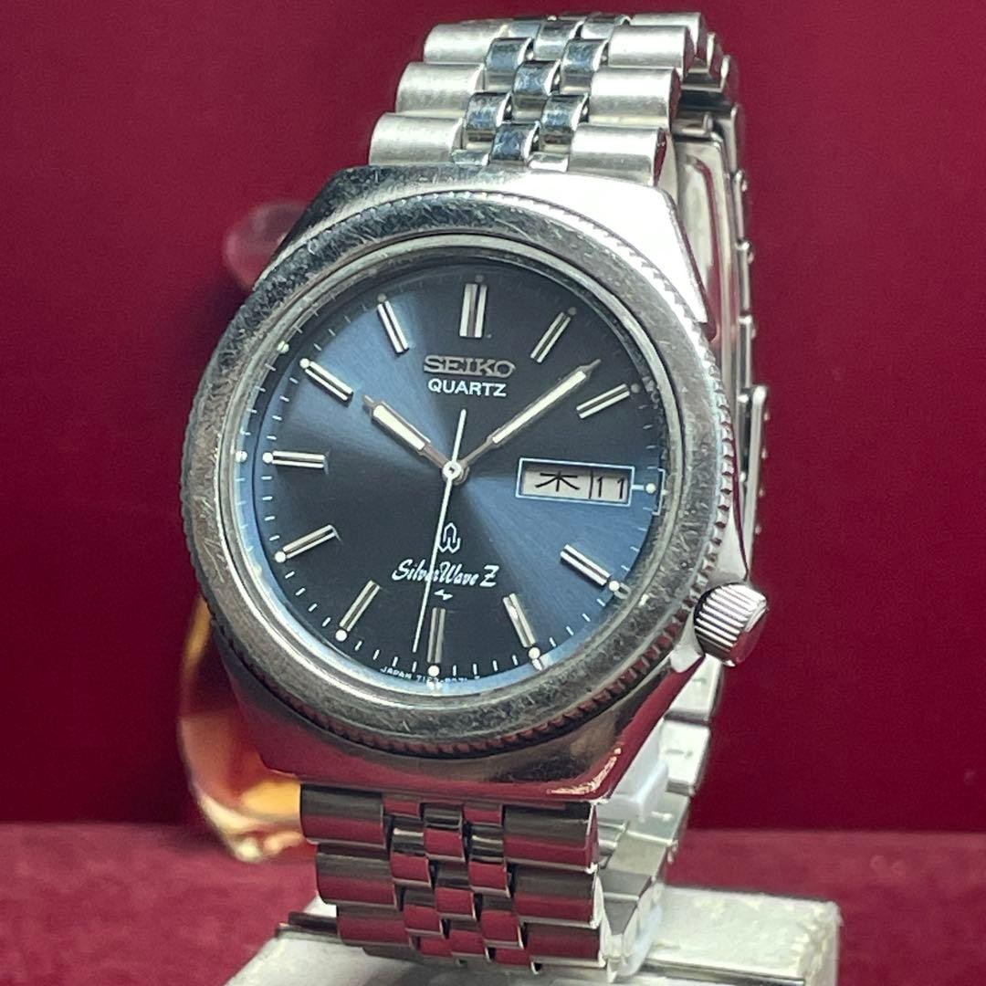 SEIKO Silver Wave Z Diver Style Quartz Watch Blue Dial 1970’s Jubilee Used Japan