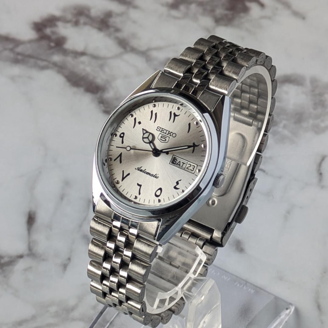 SEIKO 1980-1989 5 Automatic Silver Dial Watch 35mm Wrist 19cm From Japan