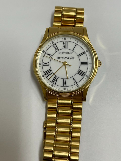 #2965 Tiffany & Co Portfolio Roman Numeral Unisex Wristwatch 32mm Sized 7.5″