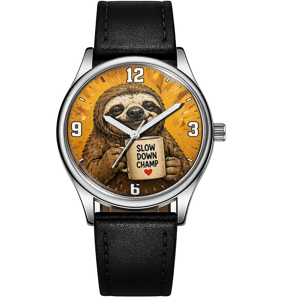 Funny Pop Art Sloth With Slogan Trendy 38mm Face Wrist Watch
