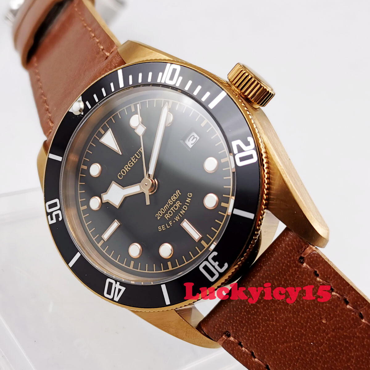 41mm Corgeut Automatic men’s watch Miyota NH35A movement Bronze coated case DATE