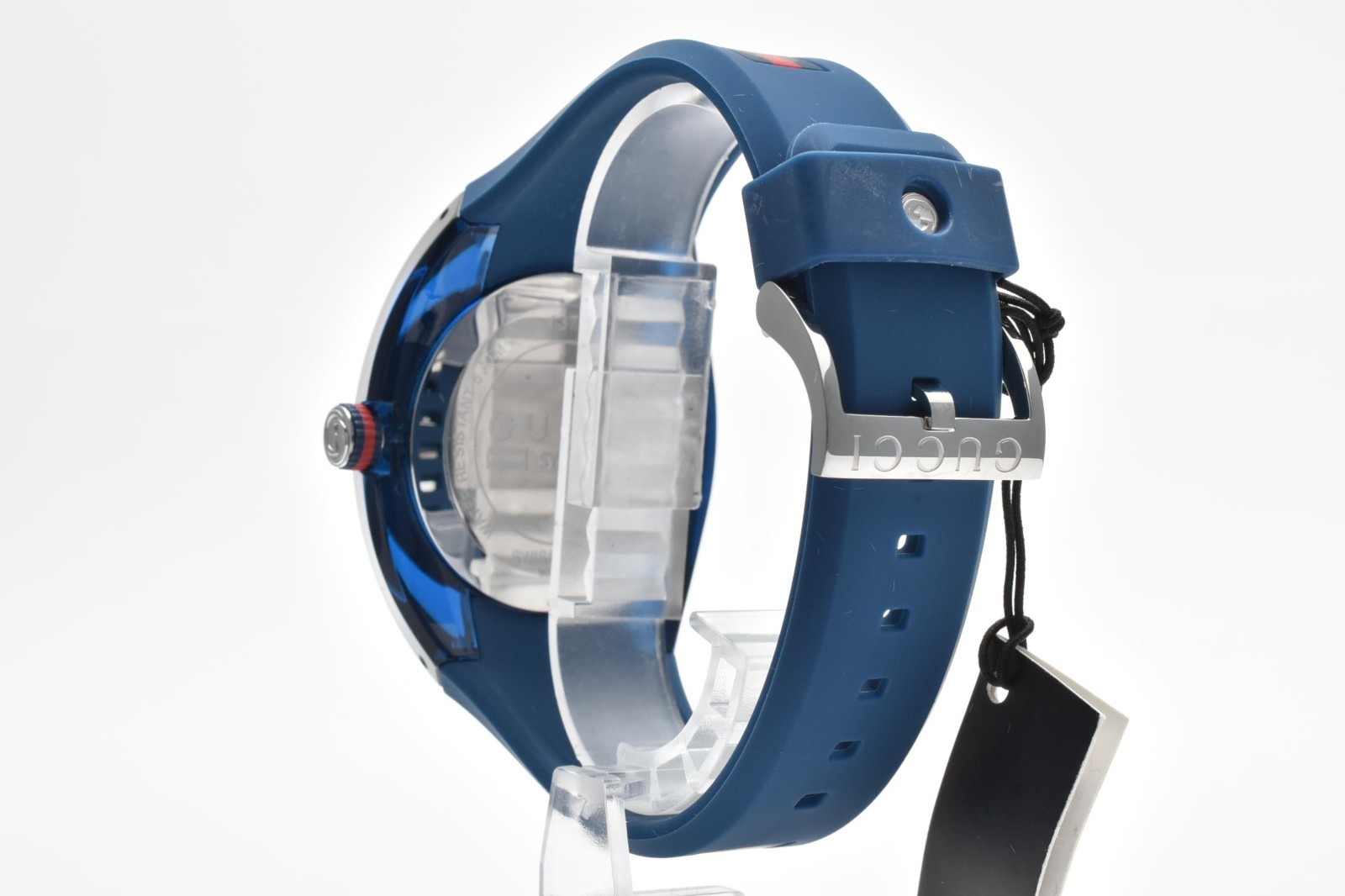 [Near MINT] GUCCI Sync YA137104A/137.1 Blue Silicon Quartz Mens Watch JAPAN