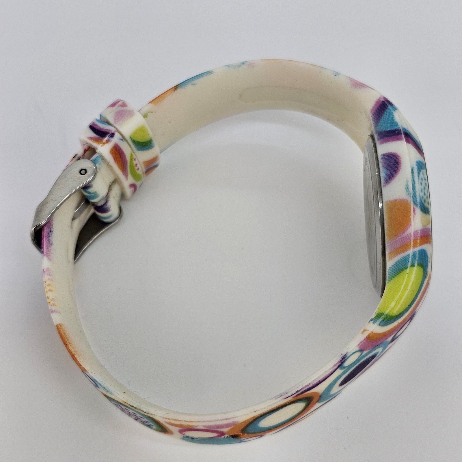 34MM Women’s Watch White Dial Multicolor Plastic Bands New Battery