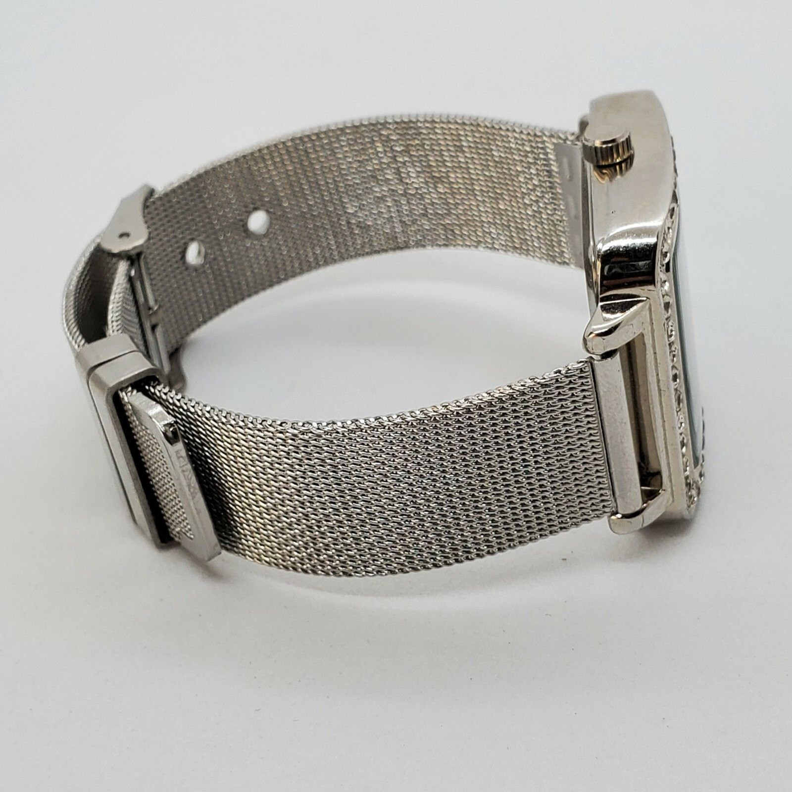 Women’s Watch 35MM Orange Dial Crystal Bezel Gray Bands Up to 7.75″ New Battery