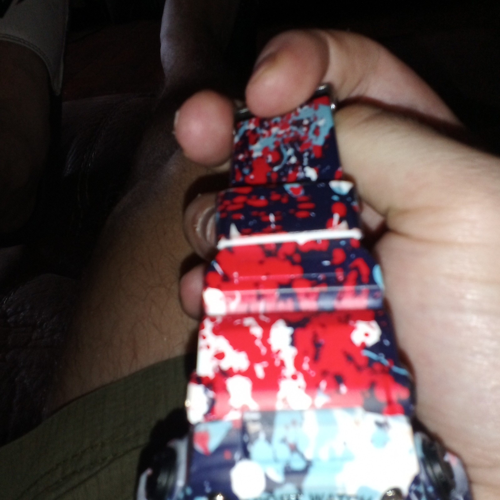 Men’s Round Smart watch Black Dial Red/Blue/White Camo Silicone Band