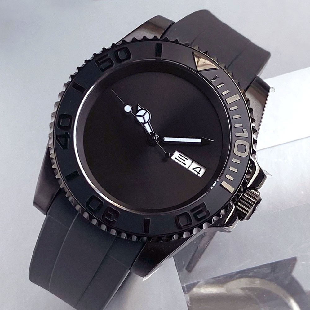 Sterile NH36A Diver Automatic Men Watch 40mm Black PVD 200m Waterproof Sapphire