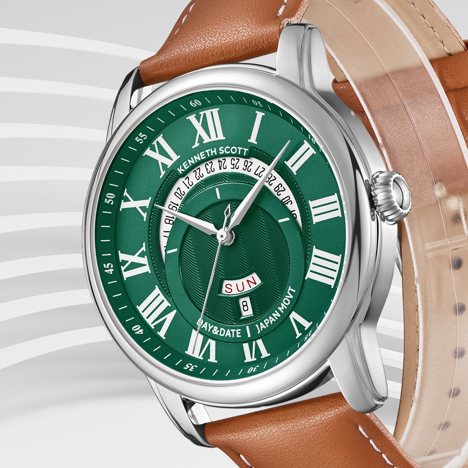 Kenneth Scott Men’s Analog Watch | Green Dial, 44mm, 30 m (3 ATM)