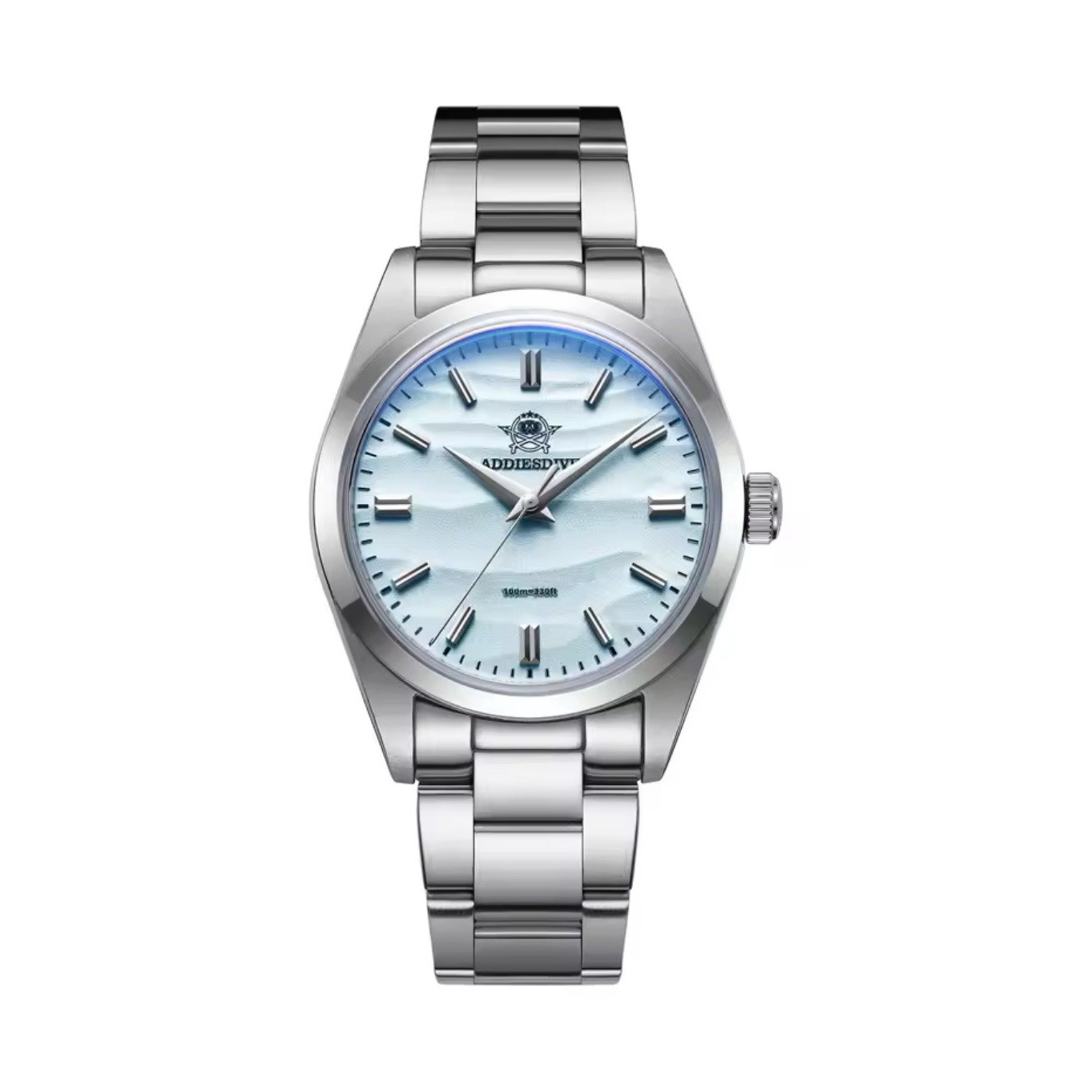 ADDIESDIVE Men’s Quartz Analog Watch 100m Steel White/Blue/Yellow Dial