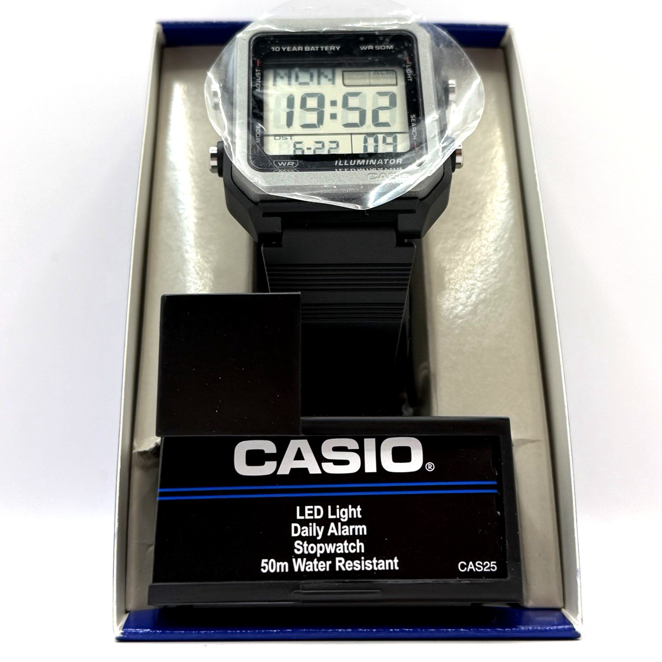 Casio Collection Standard W221H-1AV Black 10-year Battery Flash Alert World Time