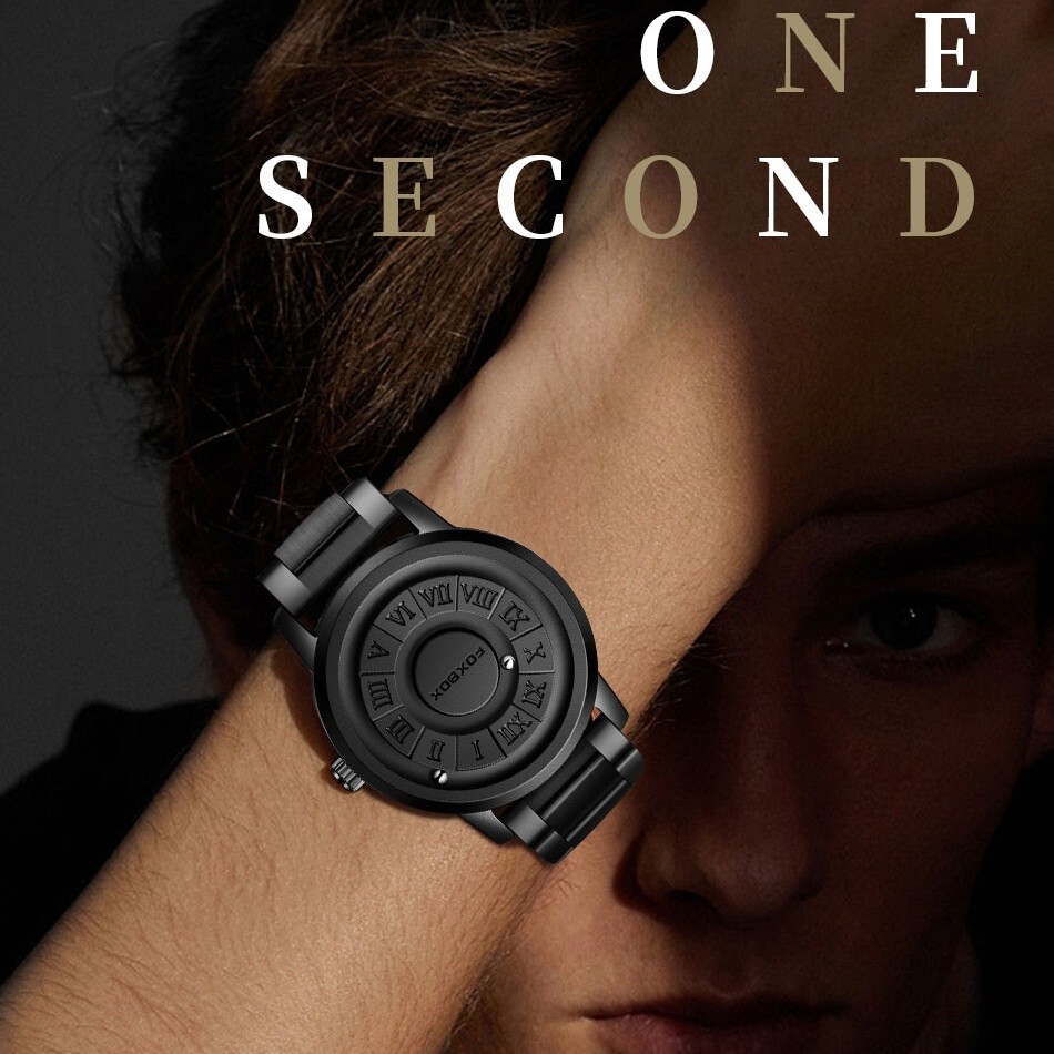 LIGE FOXBOX Men Quartz Watch Creative Scrolling Bead Magne Wristwatch Waterproof