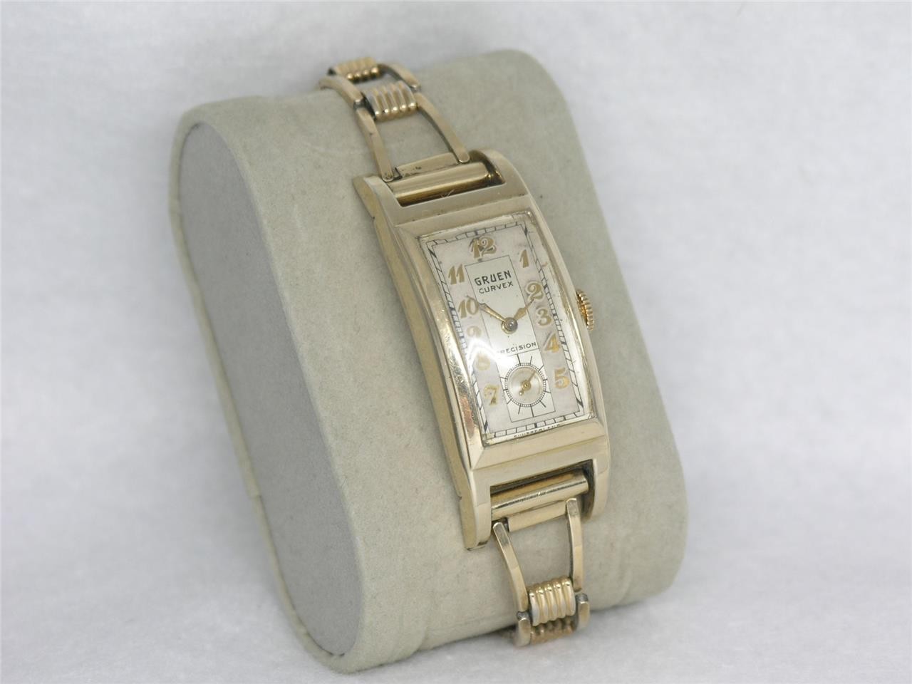 VINTAGE HUGE 47MM 14K GOLD FILLED GRUEN CURVEX WRISTWATCH, SIGNED 3X, SERVICED!