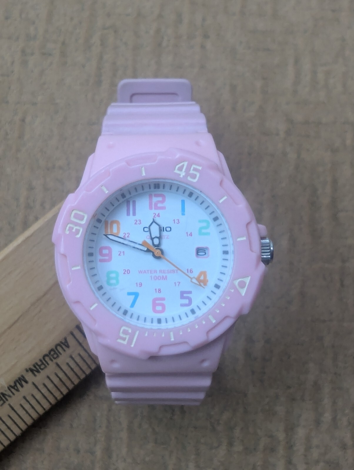 CASIO Ladies Women’s Pink Watch White Multicolor Wristwatch Resin Band LRW-200H