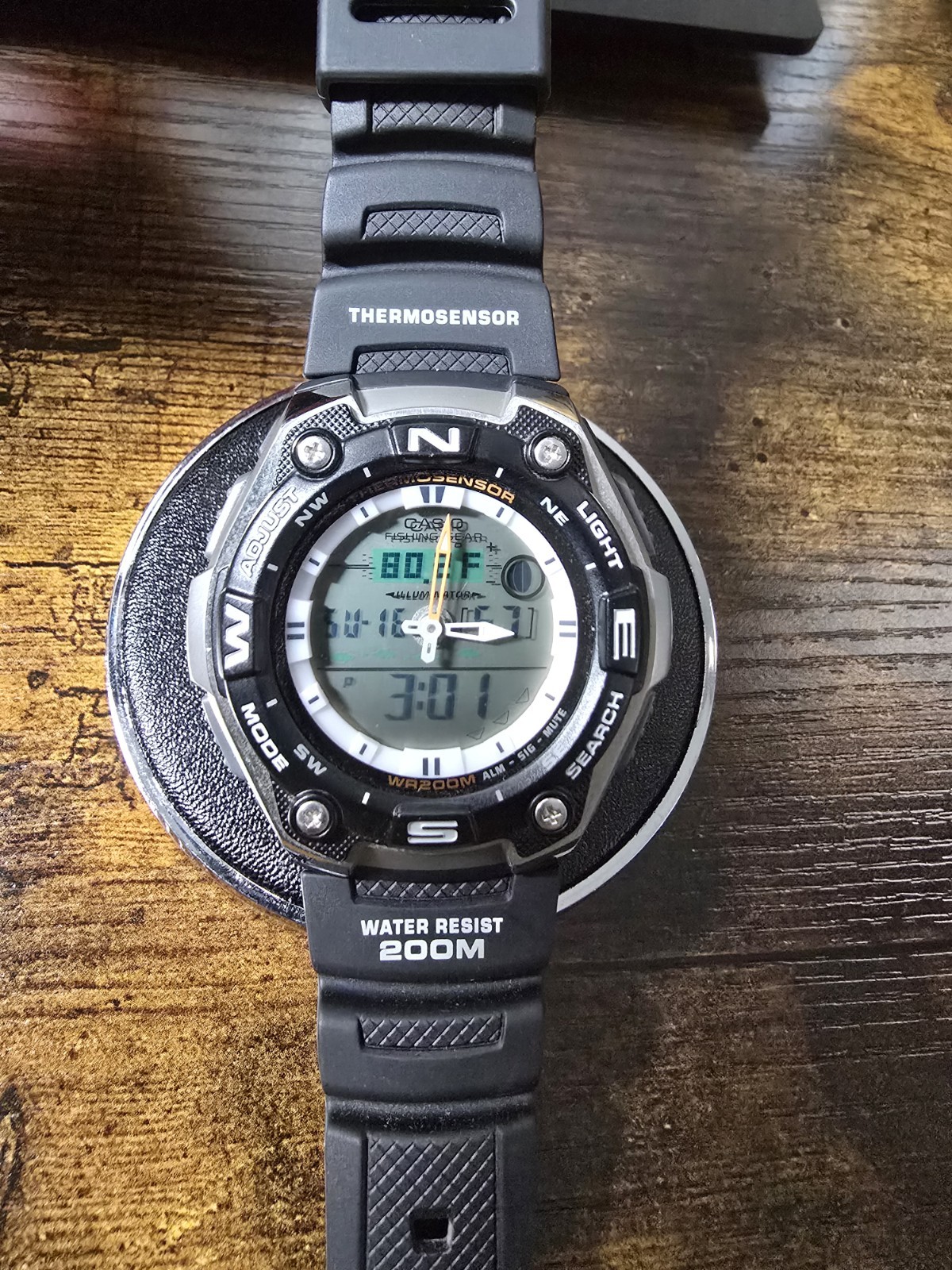 Casio AQW-101 Analog-Digital Moon Phase World Time Thermometer 200m Fishing Gear