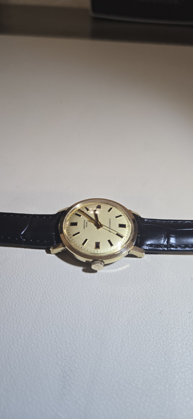 Caravelle Men’s Mechanical Dress Analog Watch Silver Dial Gold Case