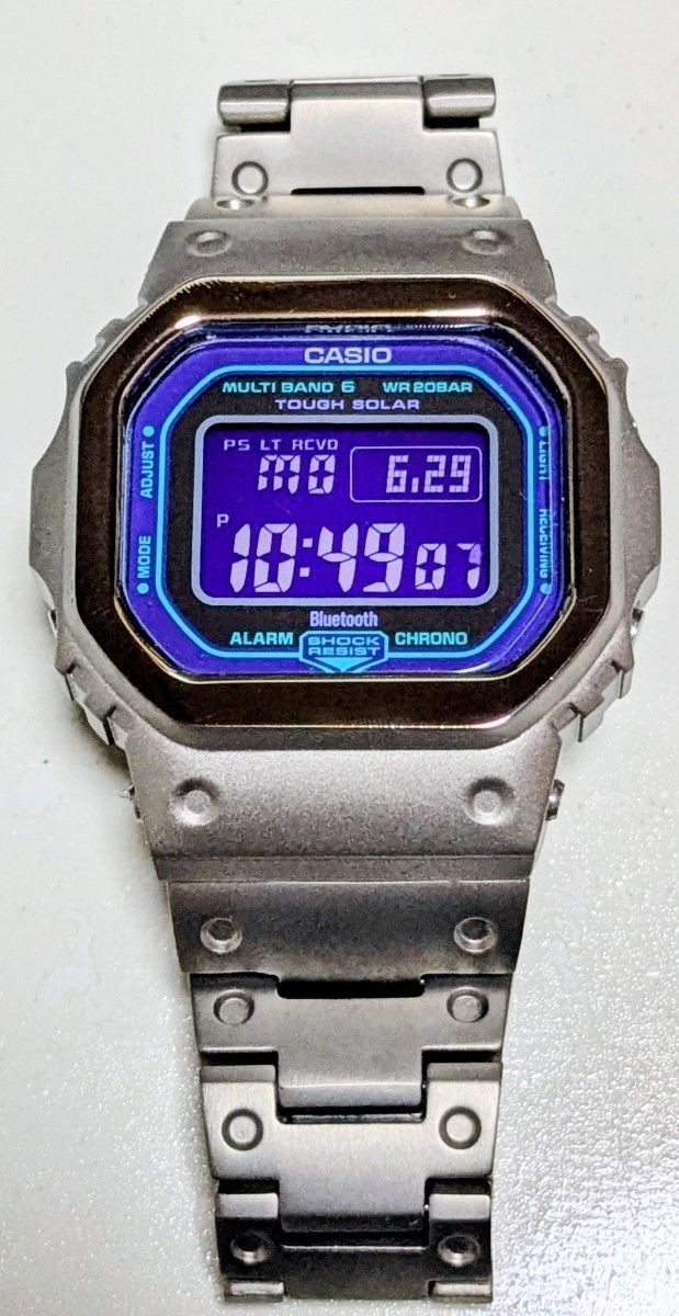 excellent condition G SHOCK GW B5600 blue full titanium radio solar mobile link