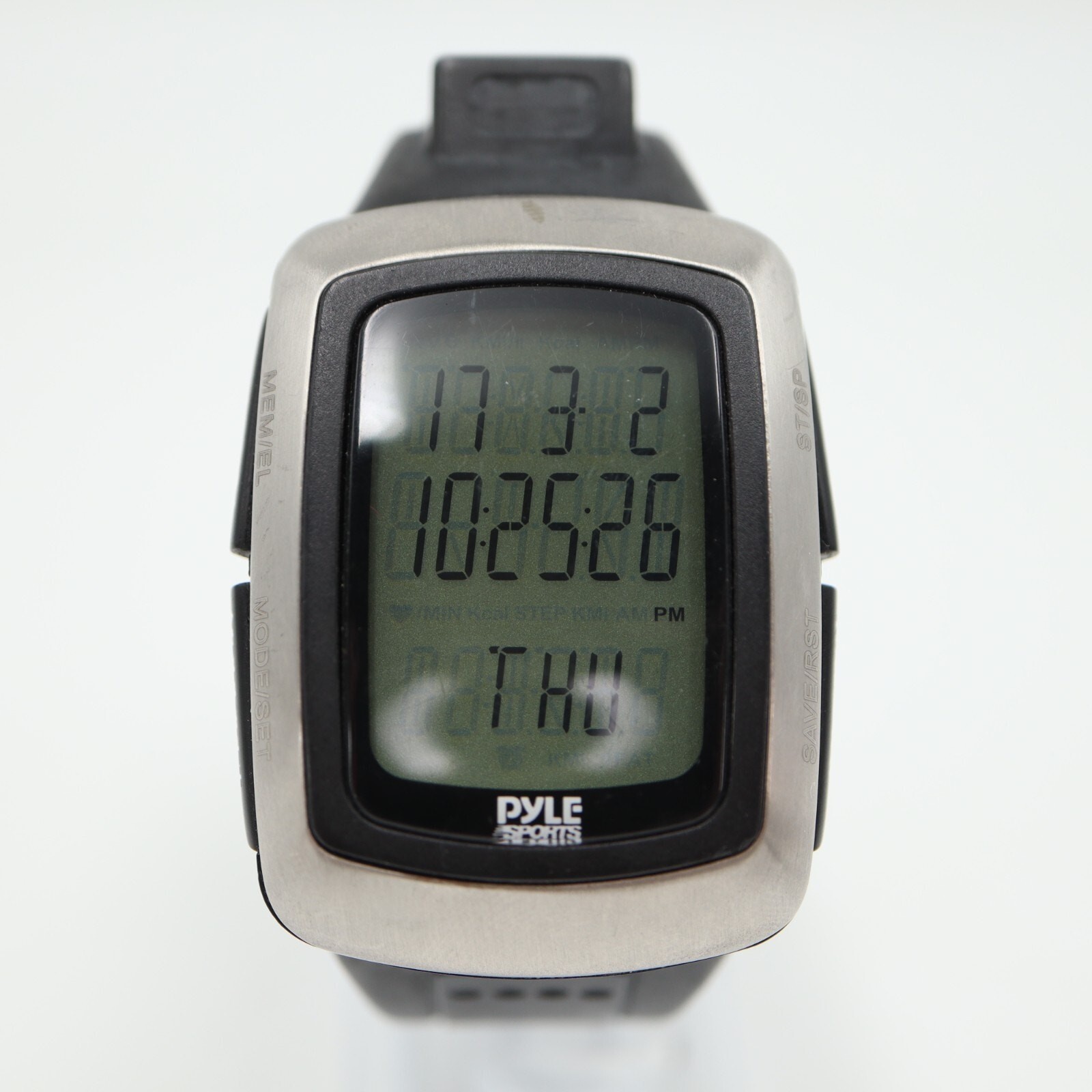 Pyle Sports Digital Watch 35mm Heart Rate Steps Alarm Chrono w New Battery