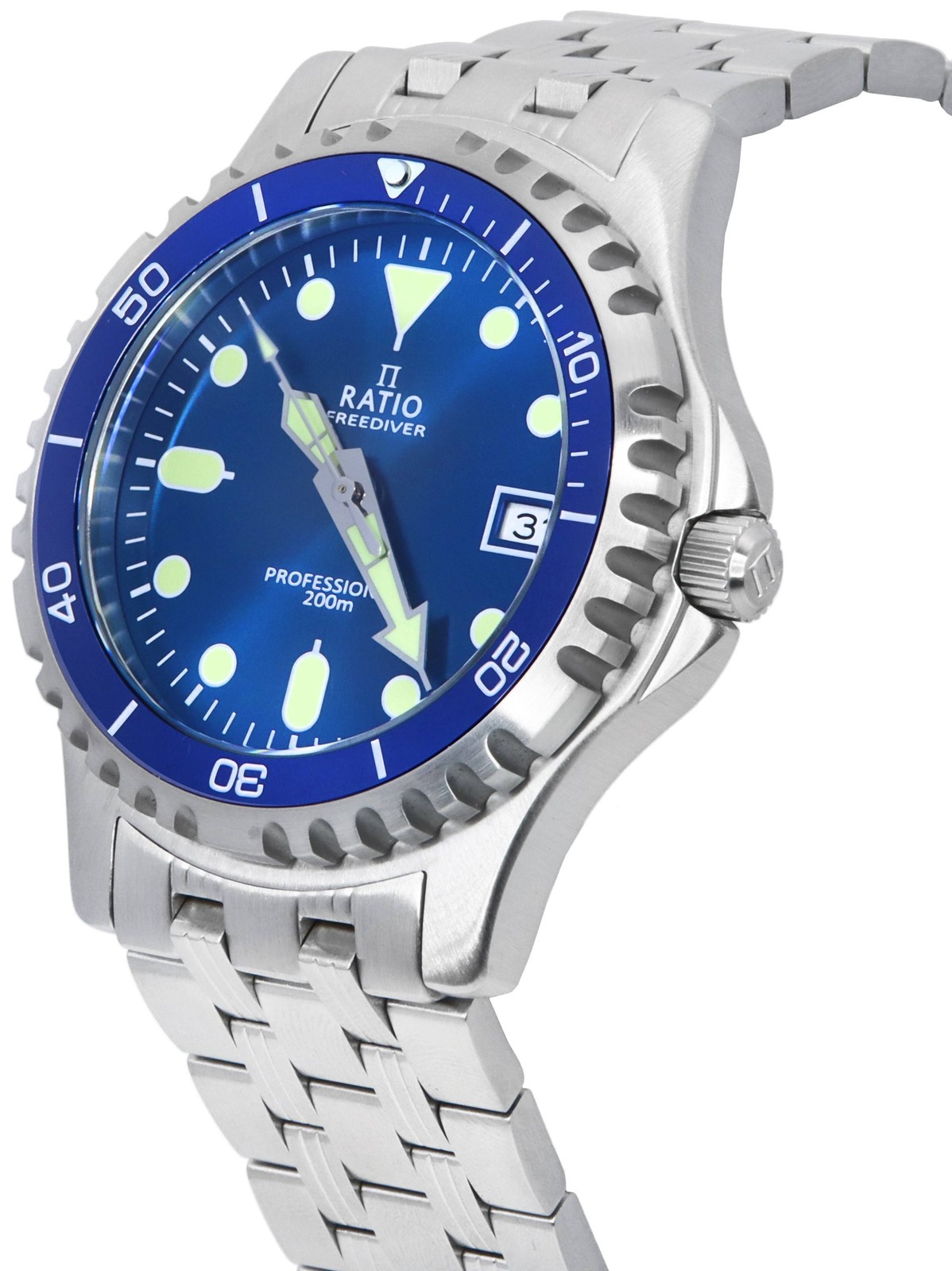 Ratio FreeDiver Professional Sapphire Blue Sunray Quartz RTF007 200M Men’s Watch