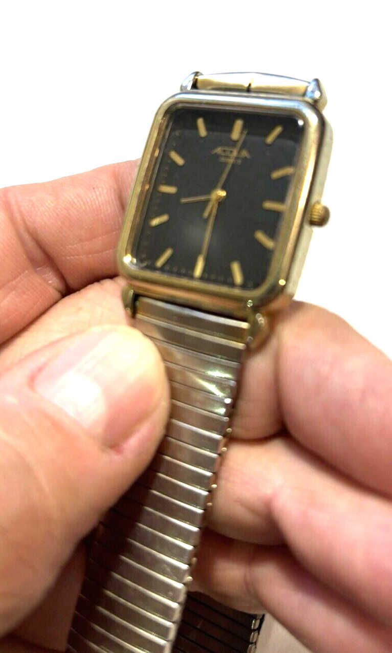 Acqua watch men’s dress formal black gold tone bracelet runs fine – needs band