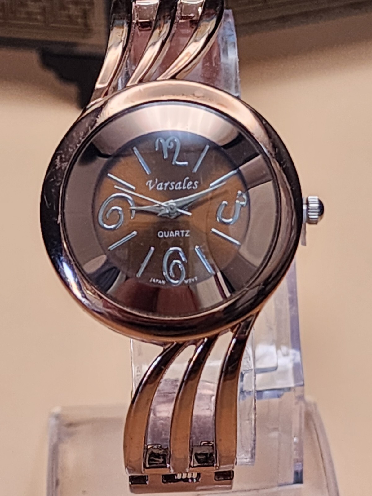 Vintage VARSALES Cuff Watch Deep Bronze Tone Excellent New Battery FREE SHIP!!