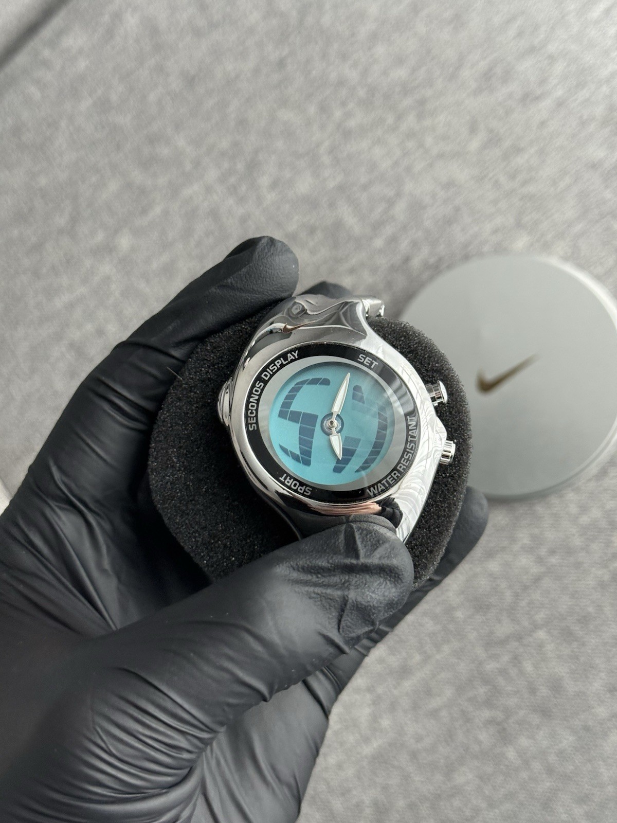 Vintage Nike Triax Metal Steel Watch Hype Y2K Avantgarde Retro Silver Chrome