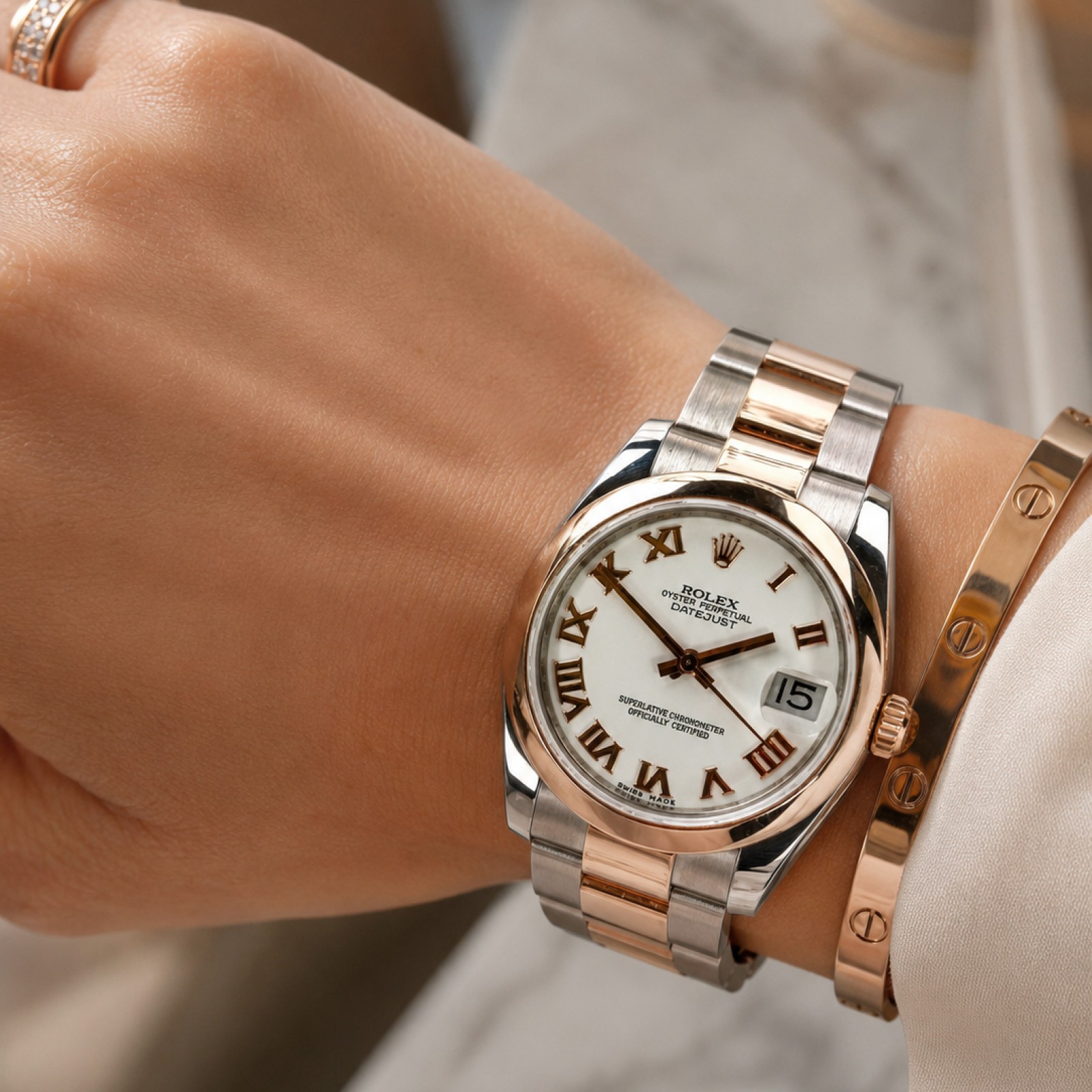 31 MM Rolex Datejust 178241 18 KT Rose Gold & Steel