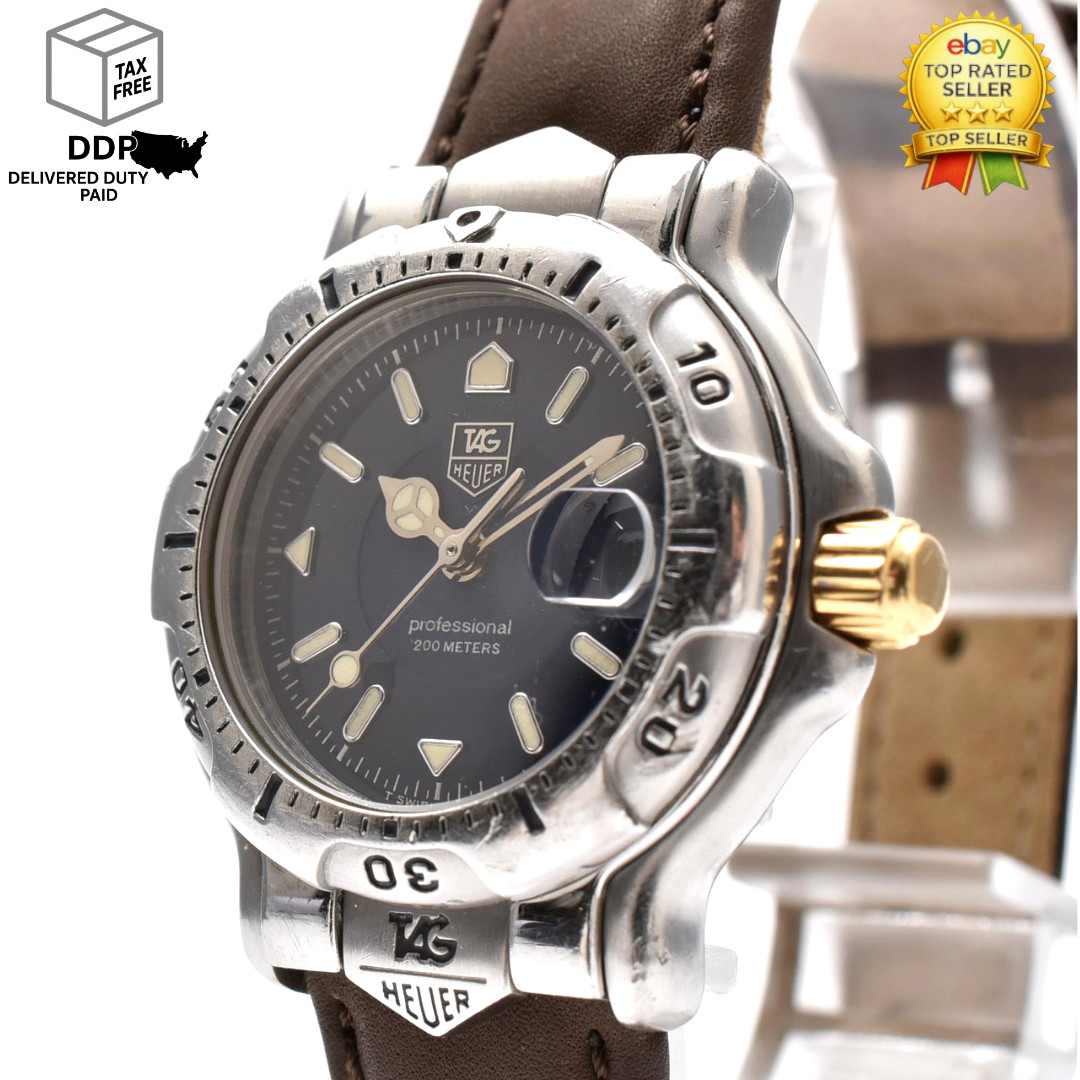 Vintage [Exc+5] TAG Heuer 6000 Pro 200m WH1315-K1 Quartz Blue Dial Women’s Watch