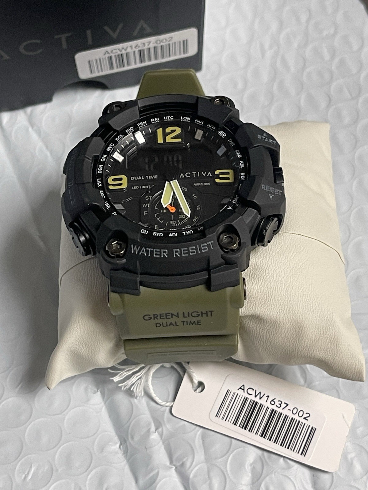 Activa – Invicta Men’s 56mm watch Black face and army green band