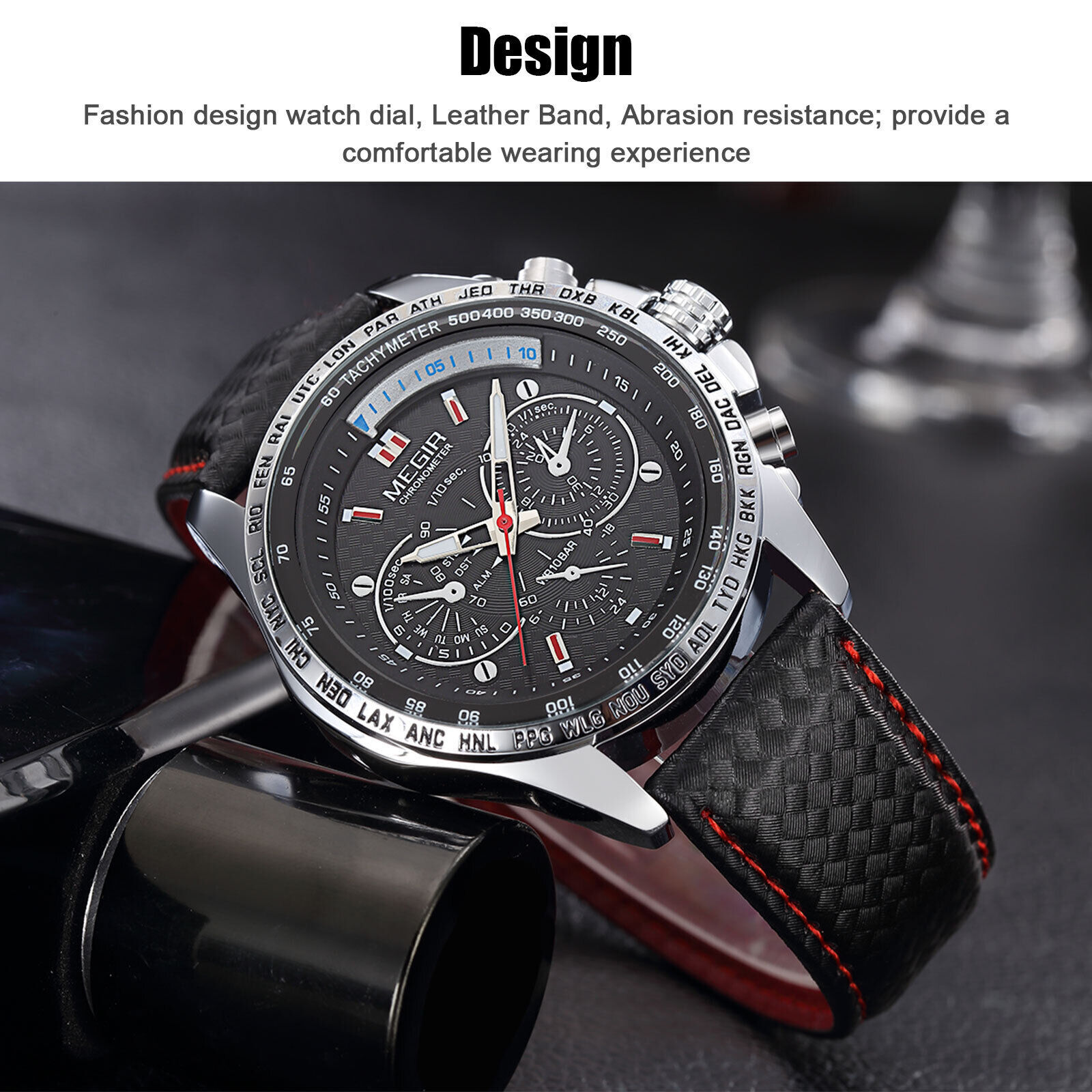 Waterproof Men Stainless Steel Leather Analog Sports Quartz Military Wrist Watch