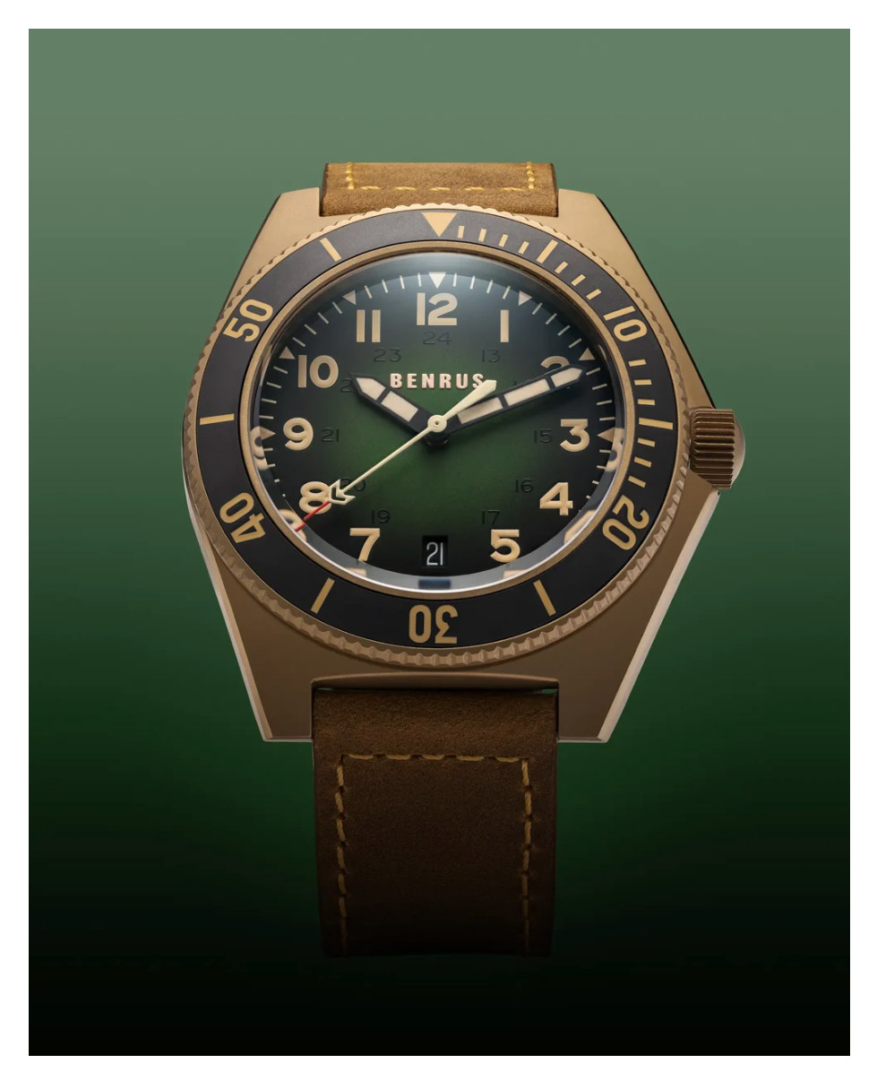 BENRUS TYPE 2 UJ Swiss Made Automatic 41.5mm Bronze PVD Sapphire Crystal Watch
