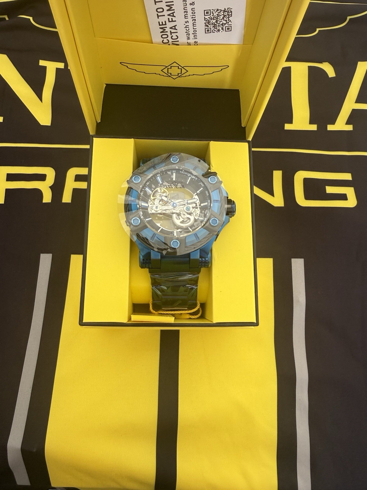 Invicta Bolt Phantom 53mm Automatic Skeleton Tachymeter Blue Steel 100M Box