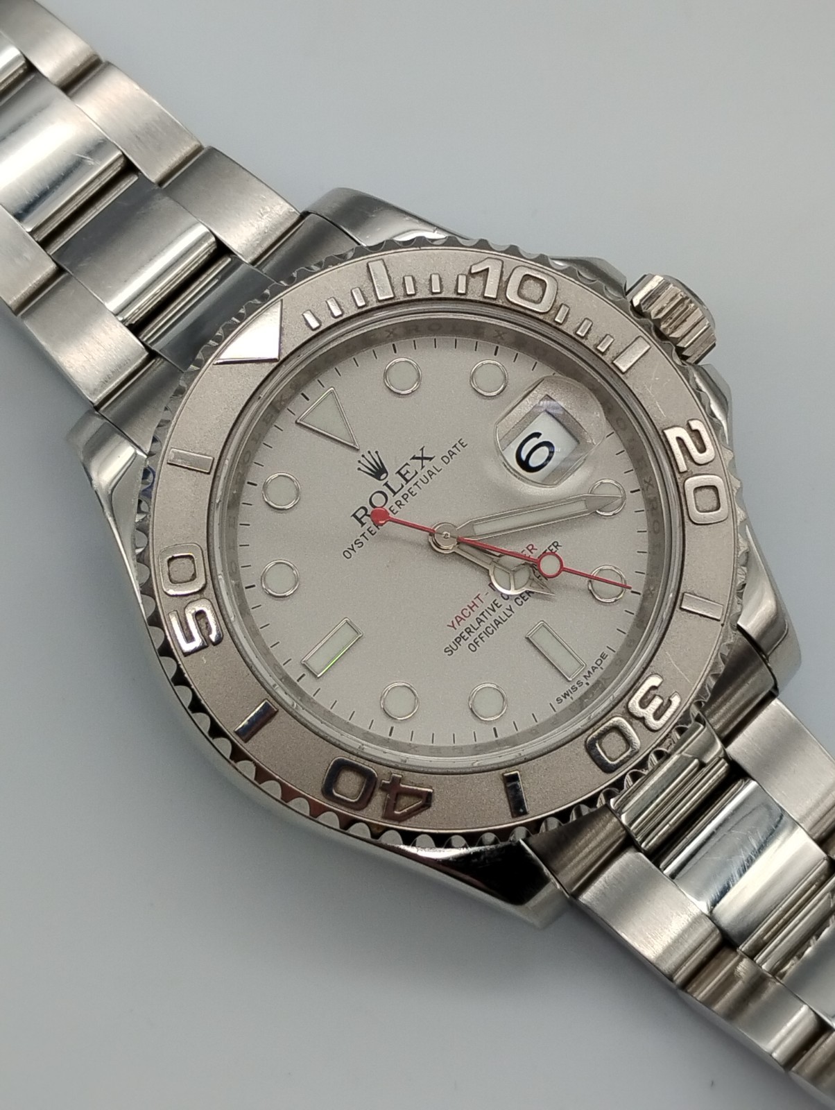 Rolex Yacht-Master 116622 40mm Stainless Steel | Platinum Dial & Platinum Bezel