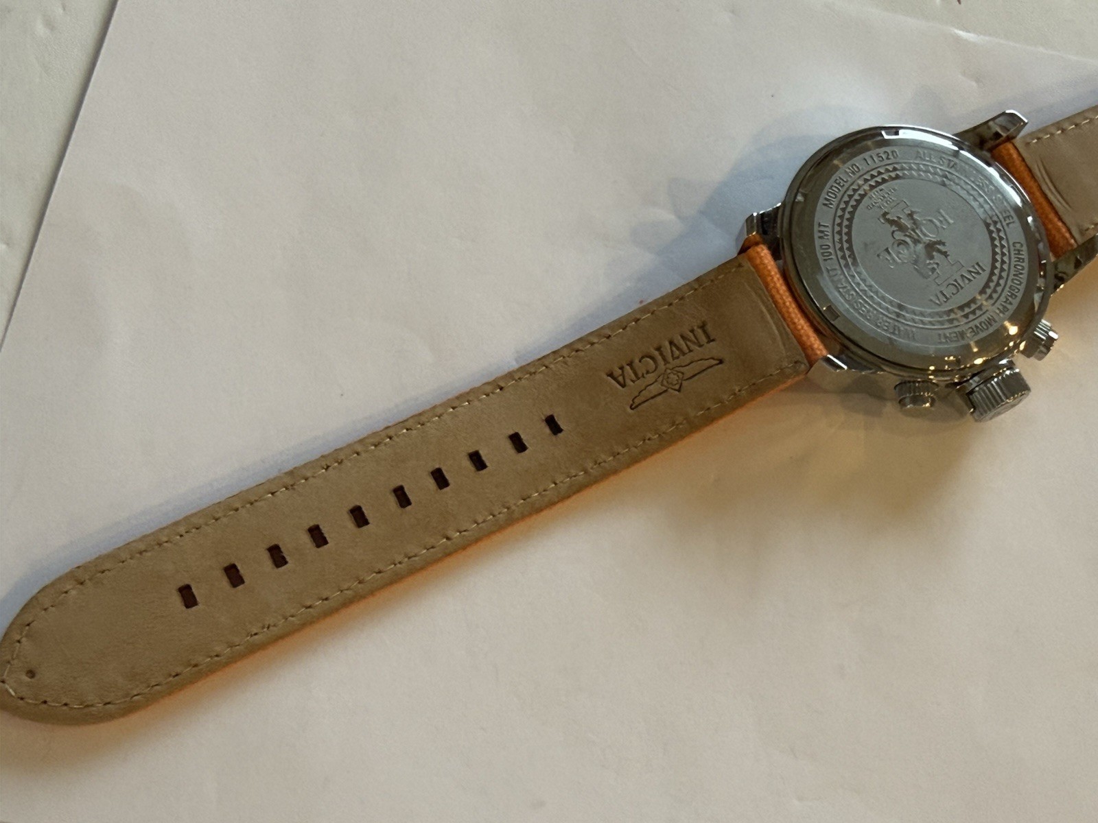 Invicta 11520 Men’s I Force Lefty Orange Canvas and Leather Strap Chrono Watch
