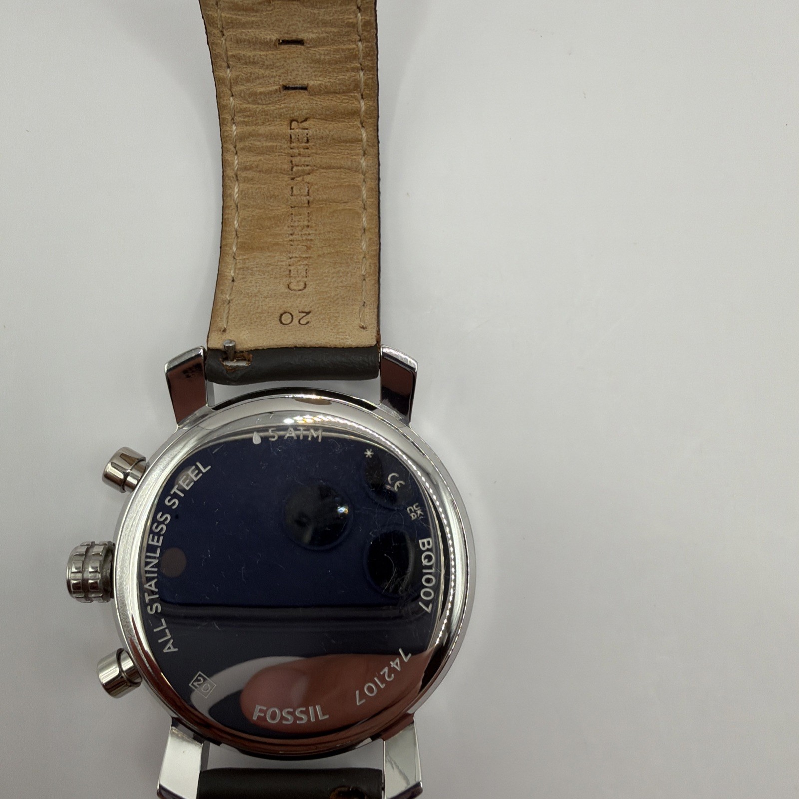 Fossil Rhett Chronograph BQ1007 Clean 742107 Dark Brown Strap Off White Dial