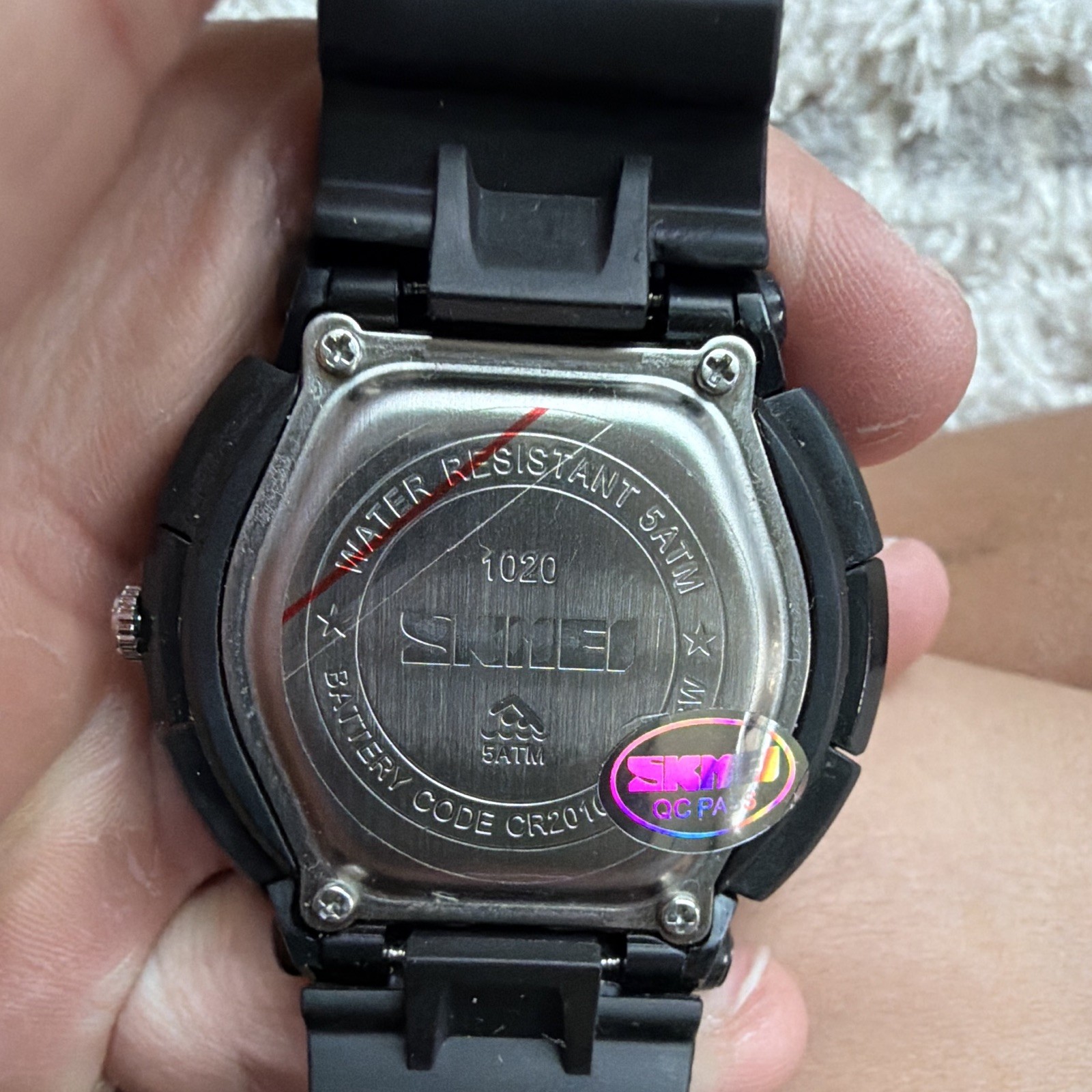 Skmei 1020 Quartz Analog Watch 50m Water Resistant Black Resin, Arabic Dial