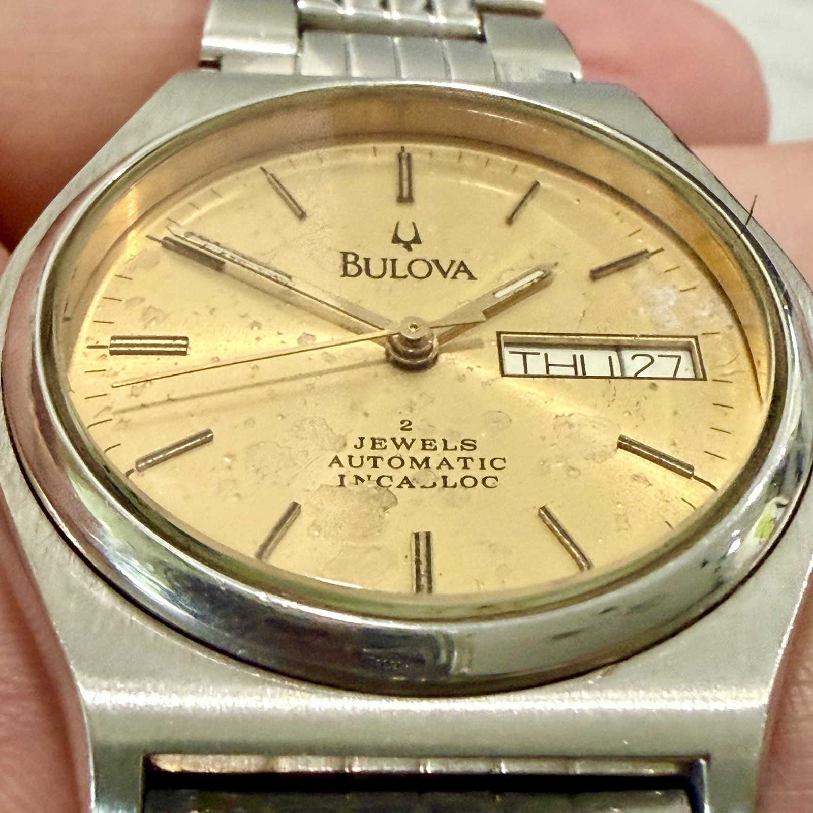 Vintage Bulova 1D13M Automatic 21Jewel Men’s 35mm Watch Original Bracelet RUNS!