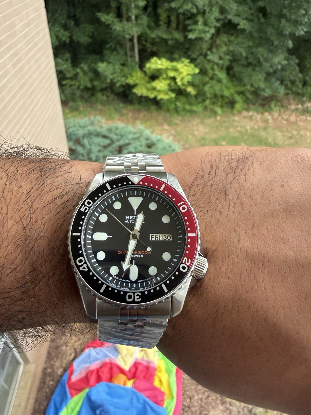 Seiko SKX007 Automatic Diver 200m Black Red Coke Bezel Day Date Mens Watch
